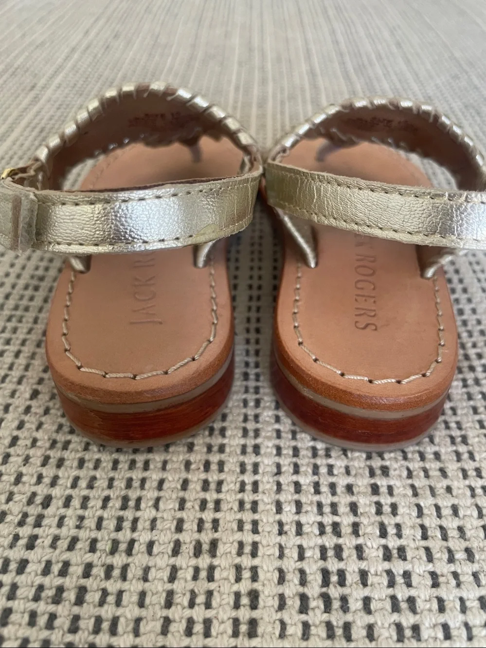 Jack Rogers Toddler Jacks Flat Sandals in a metallic gold size10